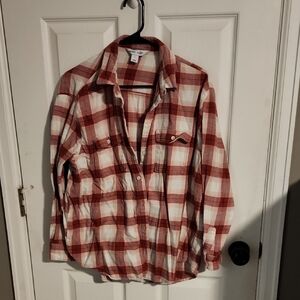 Old Navy Red and White Plaid Button-Down Shirt